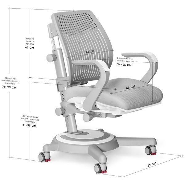 Ортопедичне крісло для школяра Mealux Ergoback Grey Y-1020 G фото