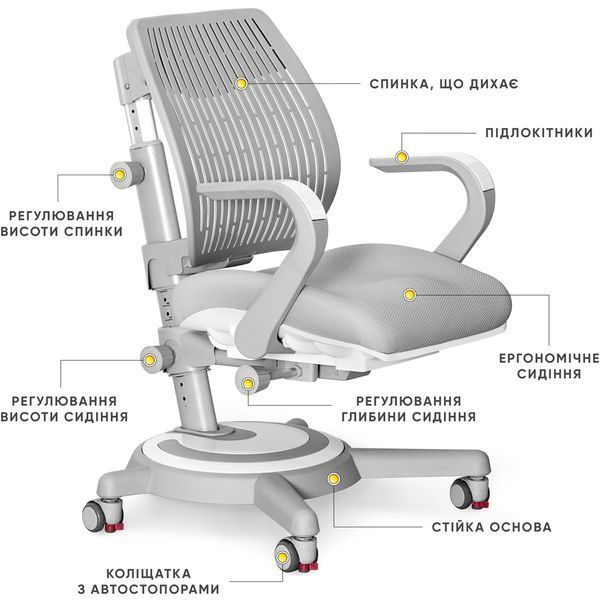 Ортопедичне крісло для школяра Mealux Ergoback Grey Y-1020 G фото