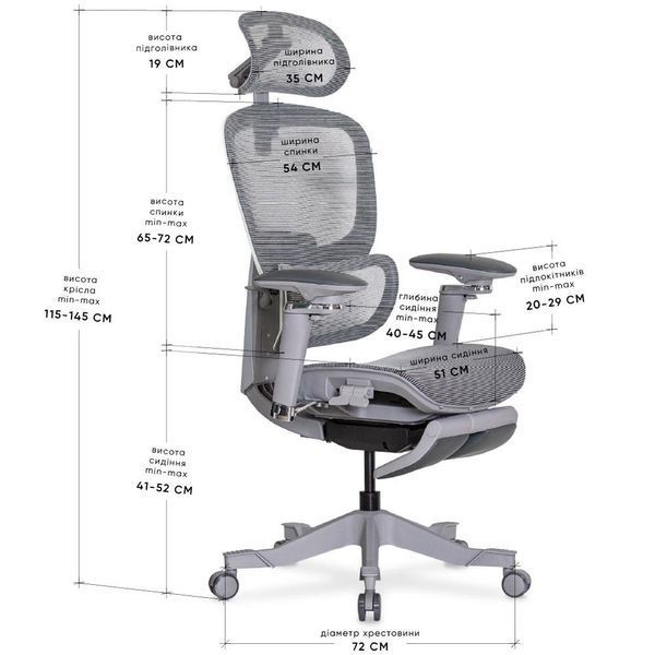 Ортопедическое кресло для работы Mealux Q5 Air Grey HF-Q5 M/G фото