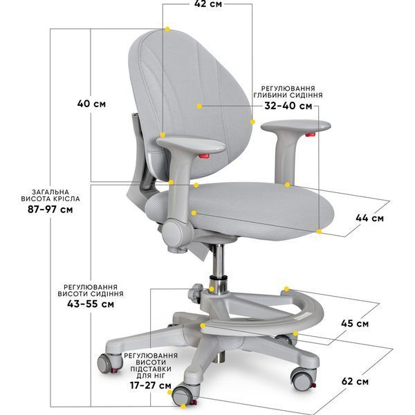 Дитяче ортопедичне крісло Evo-Kids Mio Grey Y-407 G фото