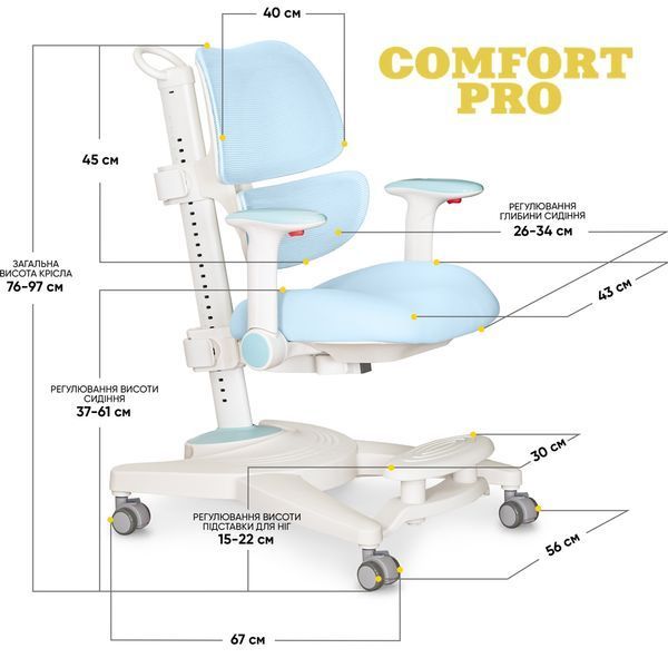 Дитяче крісло для навчання Mealux Space Air Blue Y-609 KBL фото