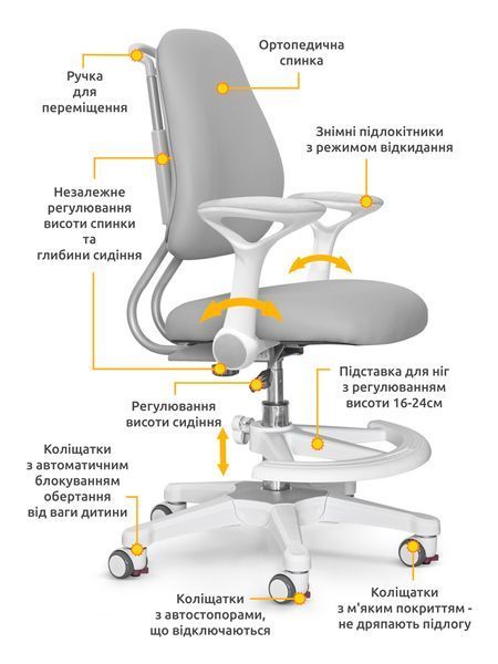 Детское кресло для учебы Evo-kids Mio Ergo Grey Y-507 G фото