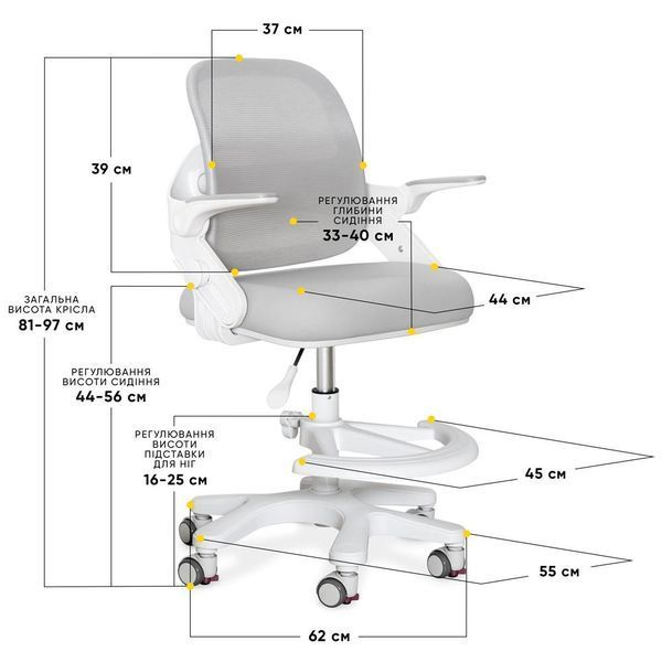 Крісло дитяче для школяра Mealux Neo Air Grey Y-308 G фото