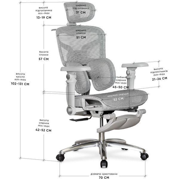 Ортопедическое кресло для компьютера Mealux S2 Air Plus Grey  HF-S2 M/G фото