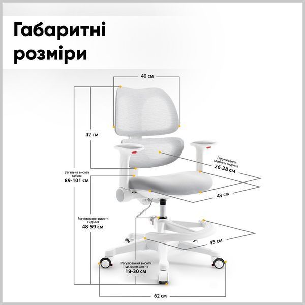 Кресло компьютерное детское Mealux Dream Air Grey Y-607 G фото