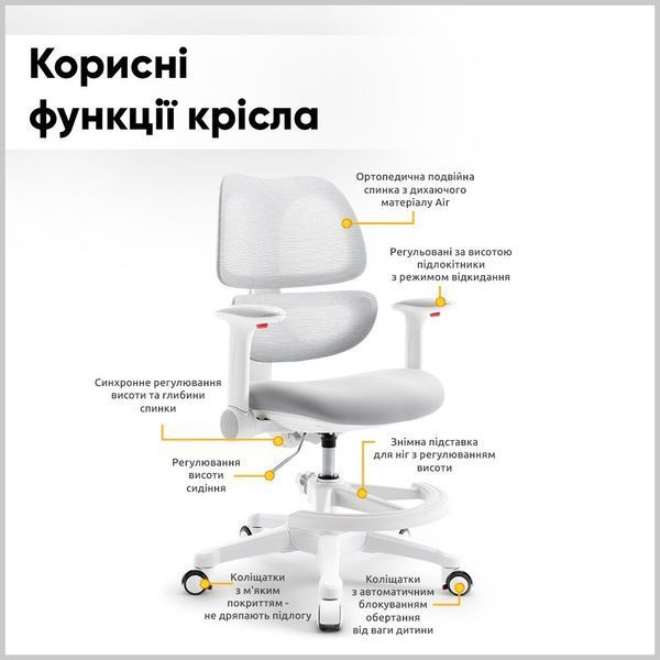 Кресло компьютерное детское Mealux Dream Air Grey Y-607 G фото