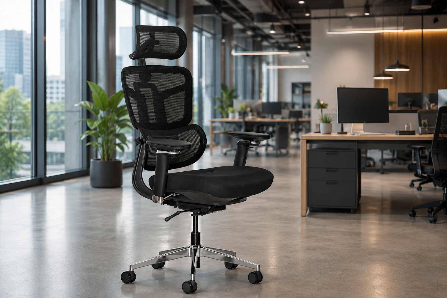 Mealux S4 Air Fabric Black — компьютерное кресло для высоких людей с акцентом на эргономике.
