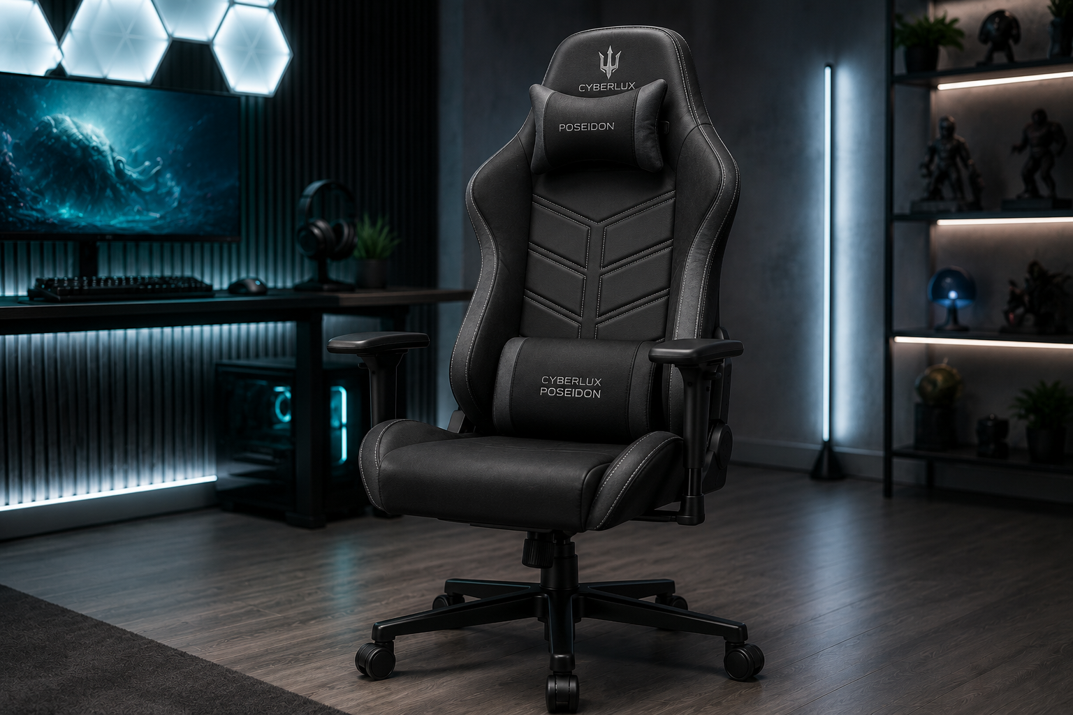 Геймерське крісло для дому Cyberlux Poseidon Black — доступний і компактний товар